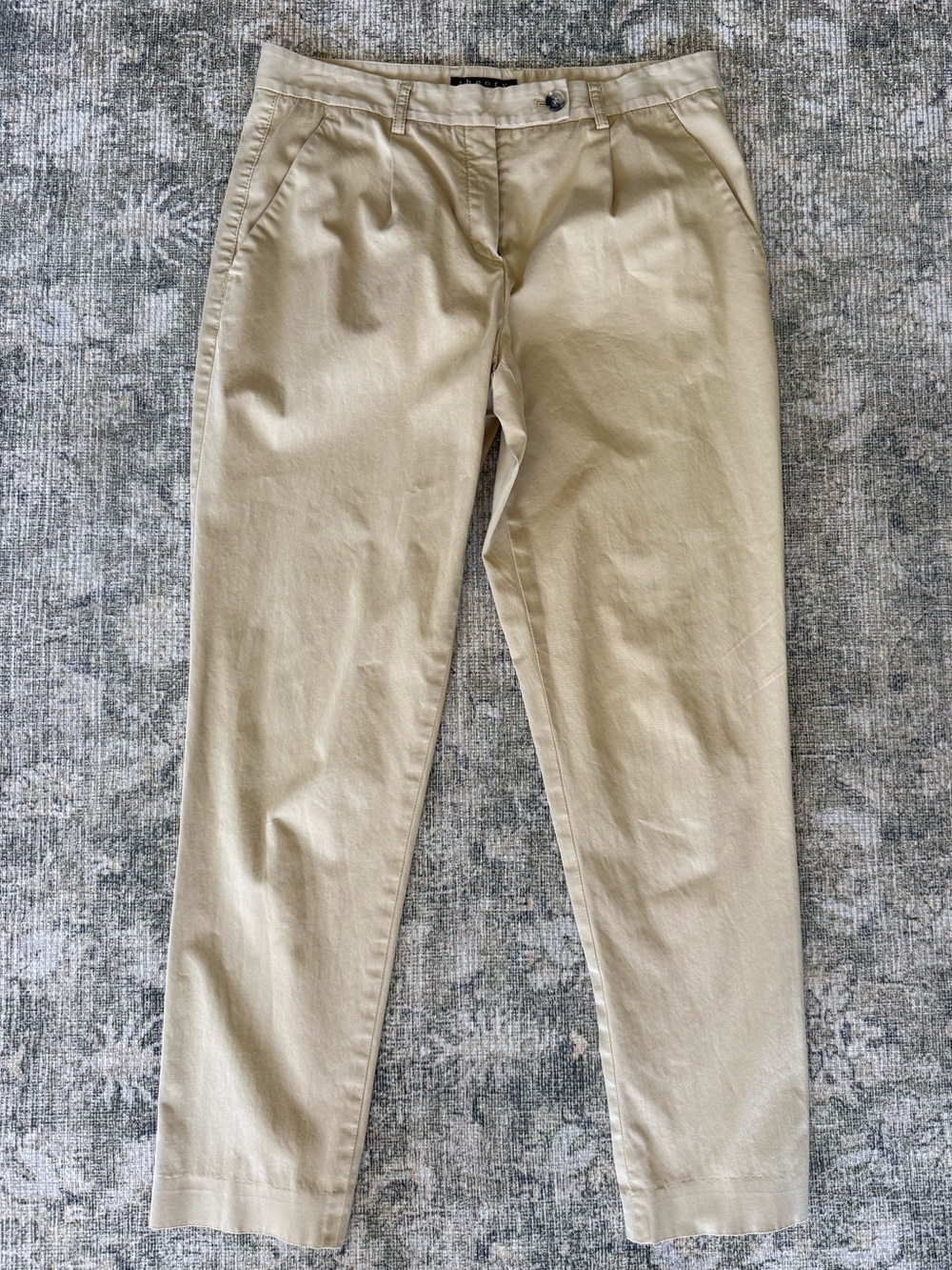 Theory Women's Mid Rise Chino Pants Straight Leg Tan Size 6 Lightweight Summer